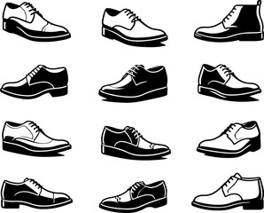 silhouette sketch vector illustration collection of shoe images for men's fashion