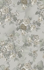Beautiful abstract watercolor botanical rose flower bouquet pattern with cream background summer pattern Background of roses. Seamless pattern. Vector illustration Delicate floral seamless pattern wit