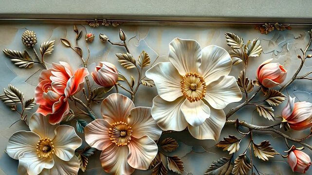 Ornate floral bas-relief design