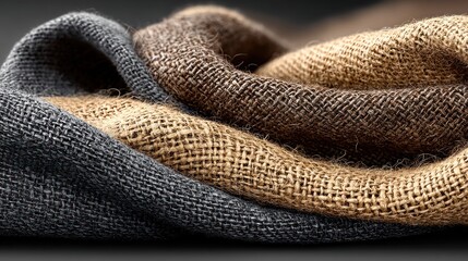 Fototapeta premium Textured Fabric in Earthy Tones: A Close-Up of Burlap and Linen