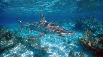 Fototapeta premium Shark in coral reef underwater
