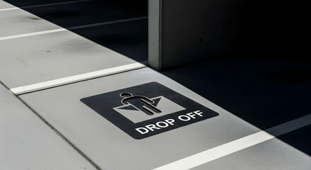 Designated Drop Off Zone Area in Urban Environment With Sunlight and Shadows