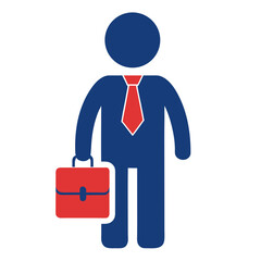 Blue and red business person with briefcase vector