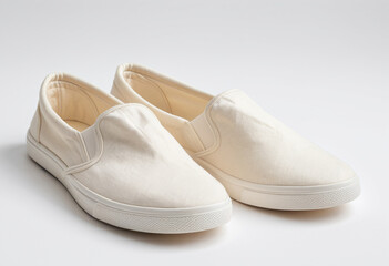 Fototapeta premium Minimalist Beige Canvas Slip-On Shoes