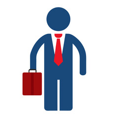 Blue suited man with red tie and briefcase businessman