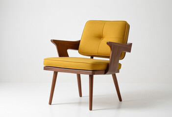 Mid-Century Modern Armchair with Mustard Yellow Upholstery

