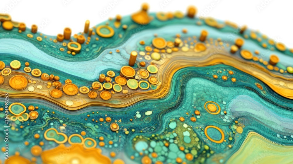Poster abstract layered design with swirling colors and textured forms