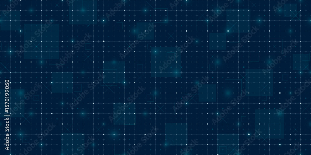 Poster futuristic tech hud grid with seamless mesh pattern and digital blueprint style. dark blue backgroun