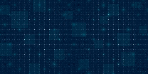 Futuristic tech HUD grid with seamless mesh pattern and digital blueprint style. Dark blue background with light virtual lines, radar and data interface. Perfect for sci fi games or AI dashboard. © Azat Valeev