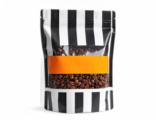 Coffee Beans in Striped Package Mockup
