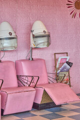 Pink Salon Chairs and Hair Dryers
