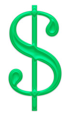 A striking green dollar sign stands out against a transparent background, symbolizing finance, prosperity and monetary value. Perfect for economic, business or financial themes.
