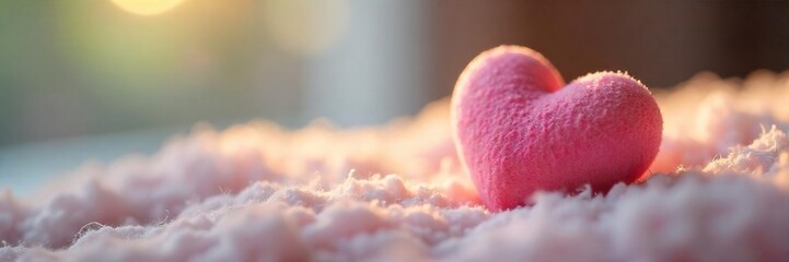 Serene Heart Peaceful Close-up of a Heart-Shaped Object Resting on a Soft Surface, Bathed in Gentle Calming Light, Perfect for Relaxation, Yoga, and Meditation Themes.