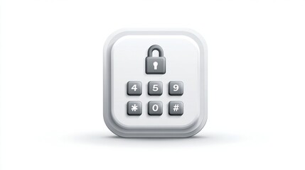 Security lock keypad with numeric buttons, password entry. Digital safety, isolated