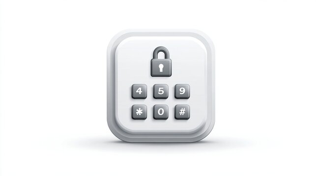 Security lock keypad with numeric buttons, password entry. Digital safety, isolated