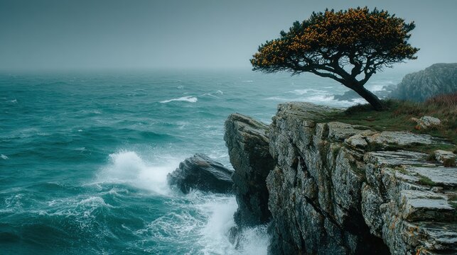 Stormy coastal landscape