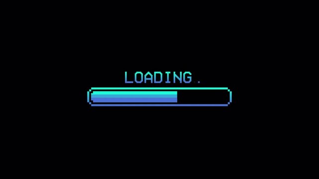Pixel art 4k loading bar screen retro style. alpha channel