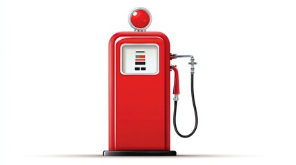 Retro red gas pump, classic style, isolated on white