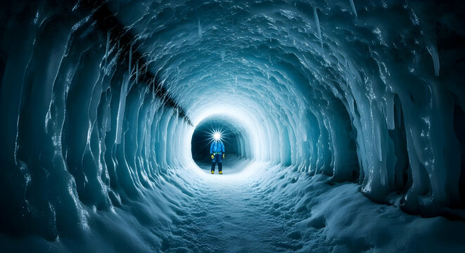 Exploring An Ice Cave With a Headlamp Adventures in Frigid Environments