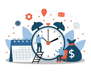 A vector illustration of a businessman discussing time management and business strategy.