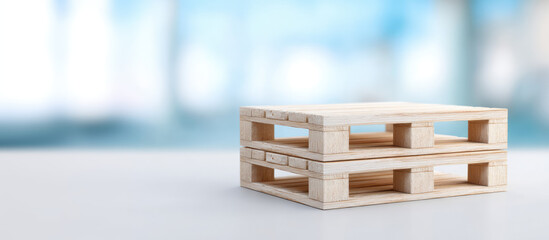 Two wooden pallets are stacked on a smooth surface. Concept: logistics, storage, simplicity