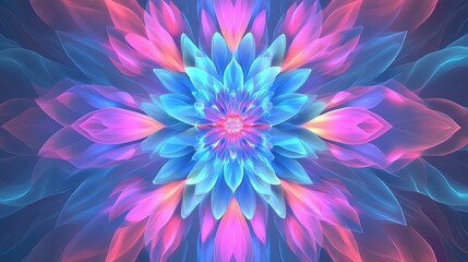 Obraz premium A vibrant, symmetrical flower design in radiant colors.