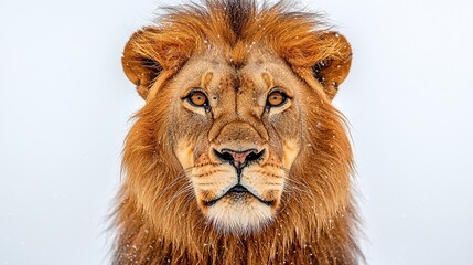 Fototapeta premium Majestic lion's portrait in winter