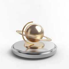 Iconic metal Saturn design isolated on a sleek surface showcasing its unique planetary features and elegant craftsmanship