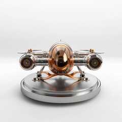 Metal star drone design featuring sleek lines and polished surfaces in an elegant display setting