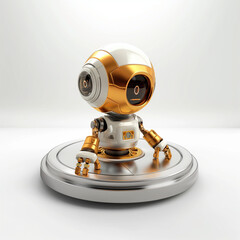 Metal zoo robot model designed with sleek curves and bright accents showcases innovative robotics design