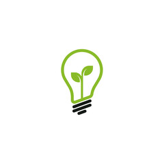 Eco light bulb logo icon flat vector design