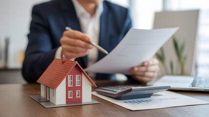 Businessman Reviewing Real Estate Investment Property Market Mortgage Loan Finance Housing Calculation Financial Planning Corporate Strategy Growth

