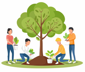 Earth day- people planting trees