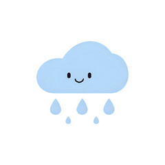 Happy Rain Cloud: Cute Weather Icon, Cartoon Cloud Illustration, Blue Sky Element
