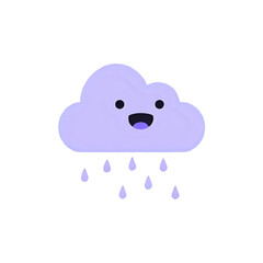 Happy Rain Cloud: Purple Cartoon Weather Icon