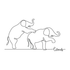 One continuous line drawing of circus themes design vector illustration. Animal circus performance illustration simple linear style vector concept. Suitable for circus show promotion and education.