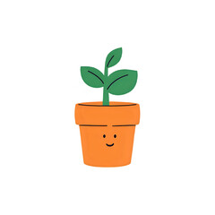 Growing Plant in Pot: Simple Illustration of Sprout