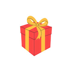 Red Gift Box with Yellow Ribbon: Perfect for Holiday Designs