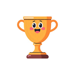 Cute Trophy Cartoon: Winning, Achievement, Success Icon - Perfect for Celebration Graphics