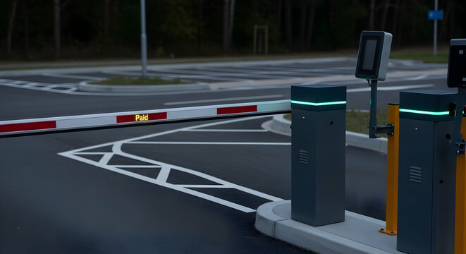 Modern Automated Parking Barrier System With Digital Display And Payment Verification
