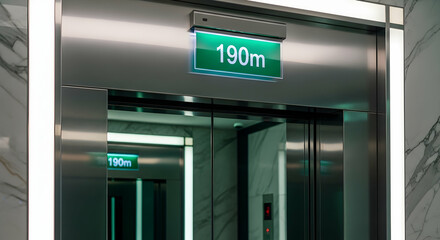 Modern Elevator With Height Indicator In A High Rise Building Interior