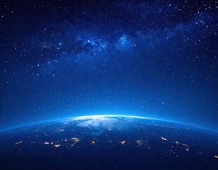 Earth at night, starlit sky
