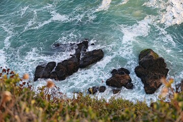 Strong waves wash up on the shores of Malibu from Point Dume, just up the Pacific Coast Highway from Los Angeles. 