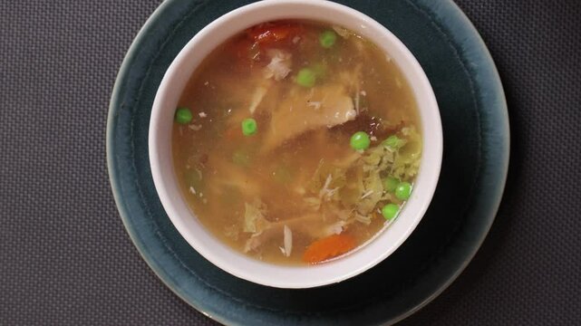 Hot meat soup with vegetables