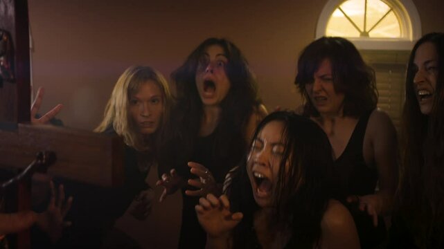 Gothic women repelled by crucifix