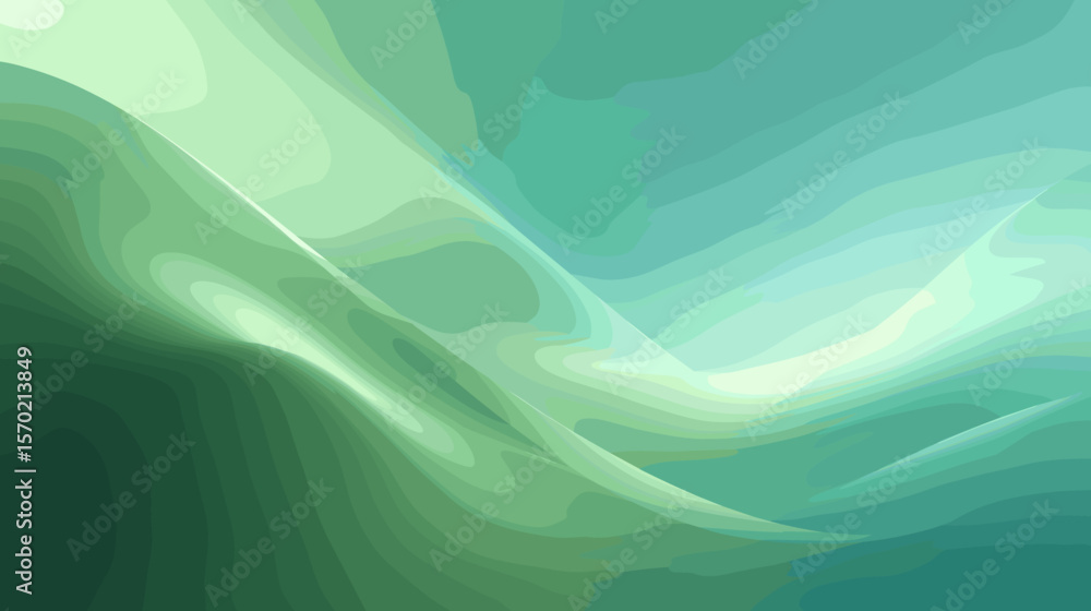 Poster soft mint green abstract background with smooth gradient waves