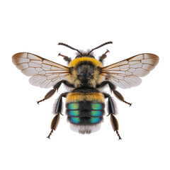 Close Up of a Colorful Bee with Detailed Wings