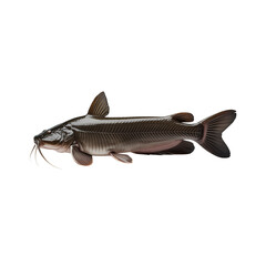 Dark Brown Catfish Isolated on White Background