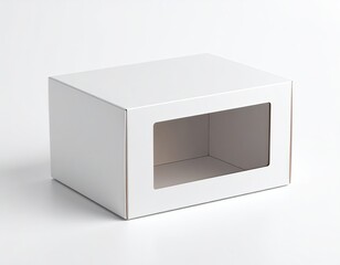 Blank White Box with Window for Packaging Design Mockup