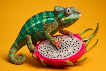 Obraz premium chameleon on a white background